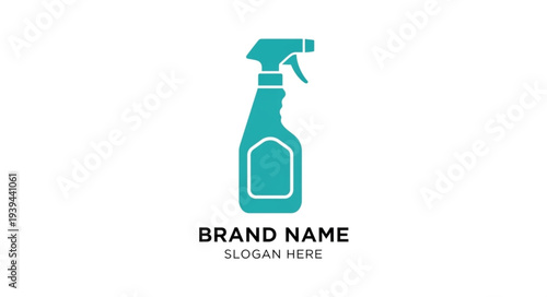 Cleaning Spray Bottle Logo Design Template with Brand Name Placeholder.