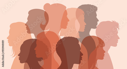 Diverse Group of People Silhouettes Representing Diversity and Unity in Society