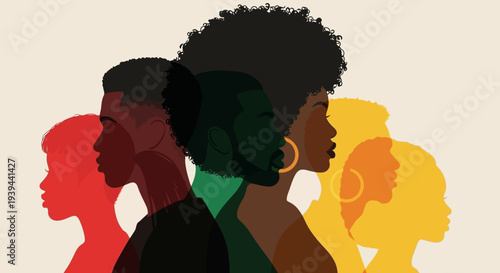 Diverse Group of People Silhouettes Representing Unity and Community in Flat Vector Style