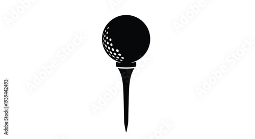 A black golf ball on a tee simple graphic silhouette