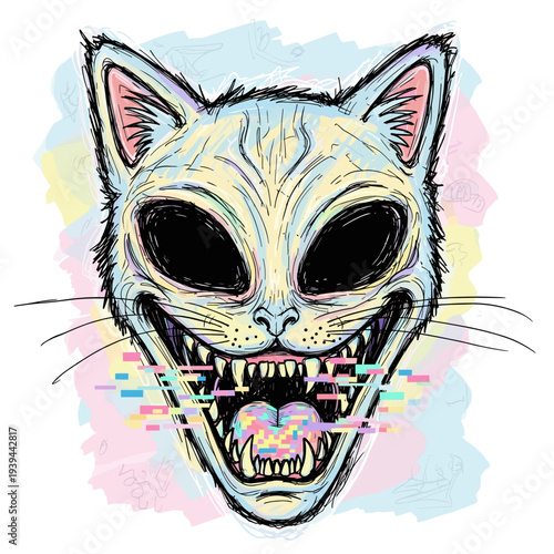Illustration of a Fierce Cat Face.