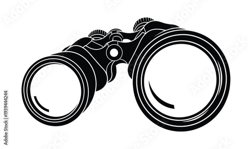 Binoculars vector graphic in black, classic optical instrument for observation and discovery