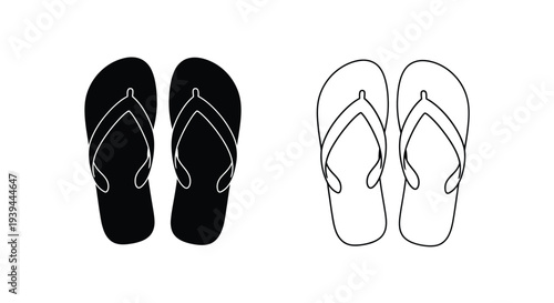 Pair of flip flops shown in black and white a striking silhouette