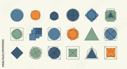 Geometric Shapes Collection Circles Squares Triangles - Abstract Design Elements.