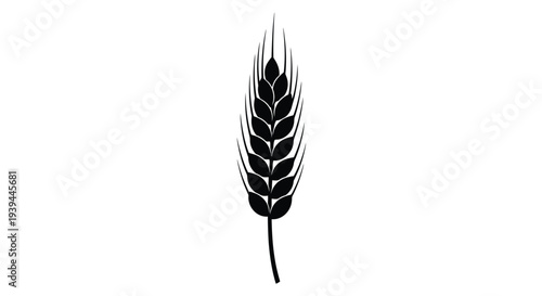 A striking black silhouette of a wheat stalk elegantly defined silhouette