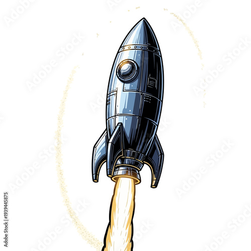Rocket Launching into Space with Bright Emission and Sleek Design