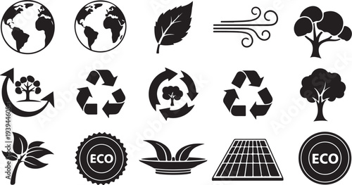 Eco Friendly Icons for Sustainable Living and Green Earth