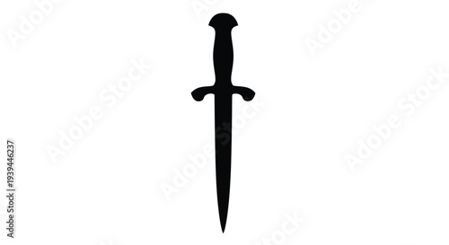 A stark black silhouette of a medieval dagger sharply defined silhouette