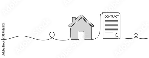 House connected to contract document on single continuous line. no editable stroke