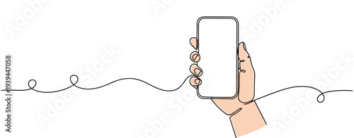 Hand holding smartphone with blank screen on white background. no editable stroke