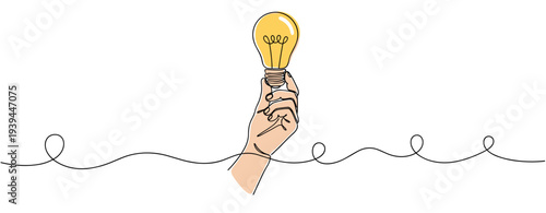 Hand holding light bulb symbolizing idea on white background. no editable stroke