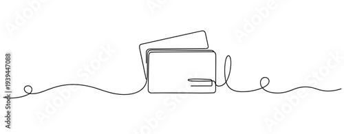 Wallet open placed in continuous line drawing on white background. no editable stroke