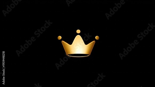 Massive gold crown emblem isolated on a pure black backdrop, highlighting regal prestige and historic symbolism. event programs, museum guides, designed for heritage campaigns