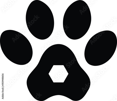 Simple animal paw print silhouette icon pet foot print symbol
