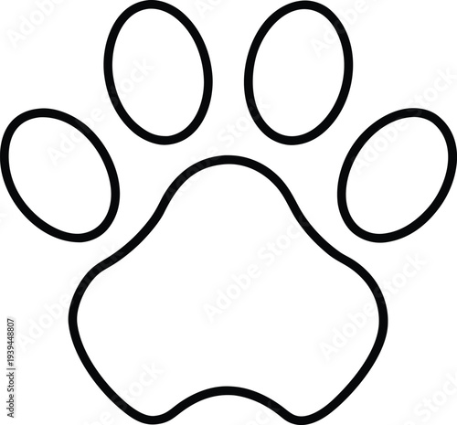 Minimal animal paw print outline icon pet foot print line art symbol
