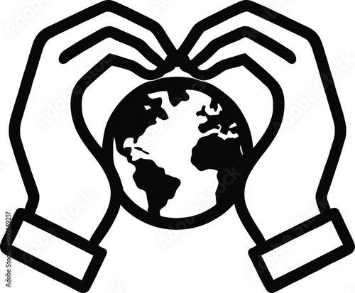 Hands protecting earth symbol global care environmental protection cooperation and unity concept
