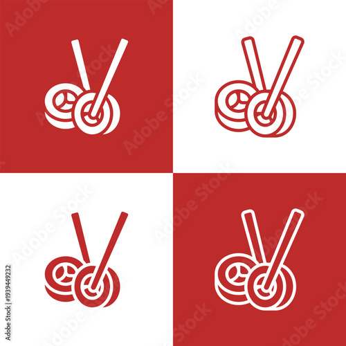 Four kimbab icons with different style - traditional korean food icon.