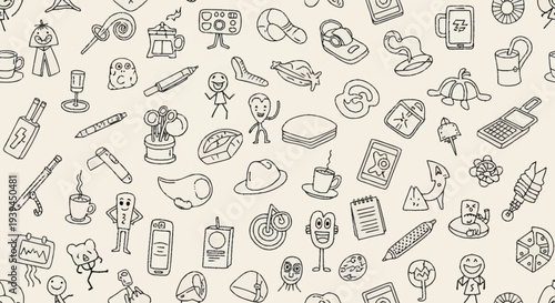 Collection of Hand Drawn Leisure Icons.