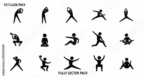 Collection of Human Silhouette Yoga Poses.