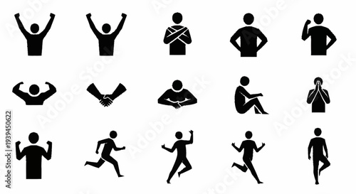 Collection of Silhouettes of People Exercising.