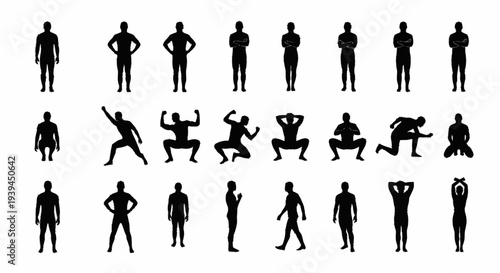 Collection of Silhouettes of People Exercising.