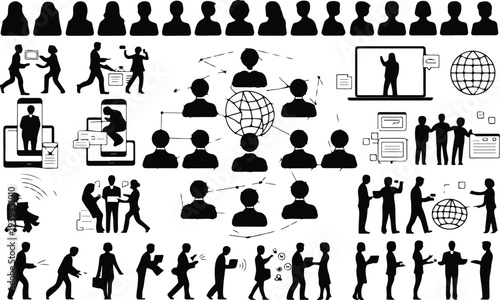 Map Collection Silhouette Icon Set