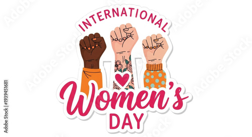 International Women's Day Graphic Celebrating Female Empowerment, Diverse Unity, and Equality Campaign