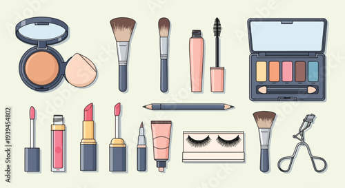 Assorted Makeup Products Collection Beauty Essentials for Eyes Lips and Face.