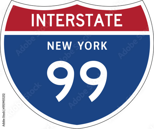 Interstate 99 New York I-99 US Interstate Highway Route Shield Badge Vector