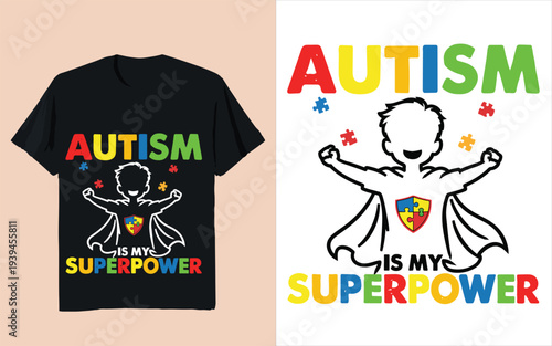 Autism Is My Superpower Superhero Child Autism Awareness Illustration