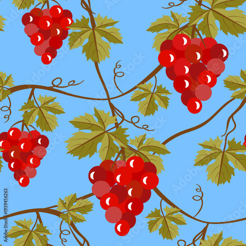 Vector - grape berries with leaves seamless pattern.