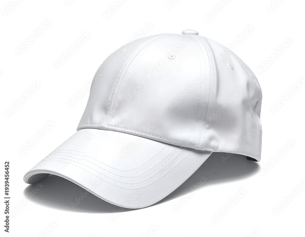 Fototapeta premium Plain white baseball cap, clean and simple, isolated