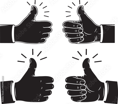 Two thumbs up in modern illustration style with approval gesture