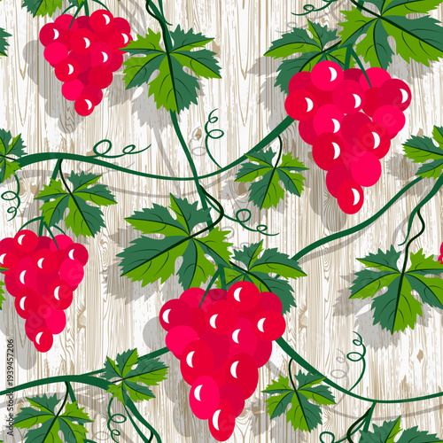 Vector - grape berries with leaves seamless pattern.