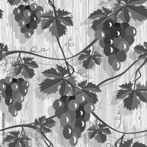 Vector - grape berries with leaves seamless pattern.