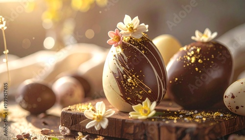 chocolate easter eggs close up