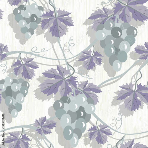 Vector - grape berries with leaves seamless pattern.