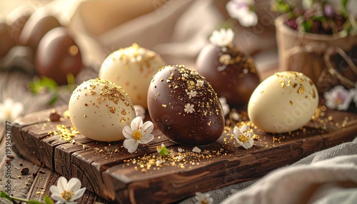 chocolate easter eggs close up