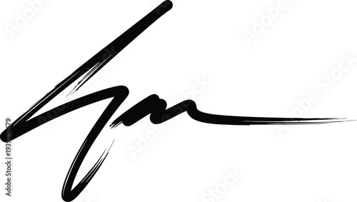 A black signature on a white background