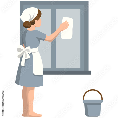 Woman Clean House Illustration.