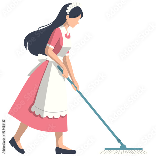 Woman Clean House Illustration.