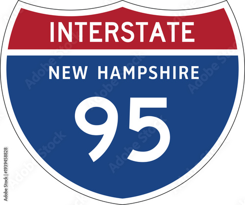 Interstate 95 New Hampshire I-95 US Interstate Highway Route Shield Badge Vector