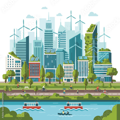 Sustainable Cityscape with Renewable Energy