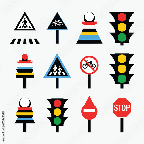 Traffic Signs and Lights Set