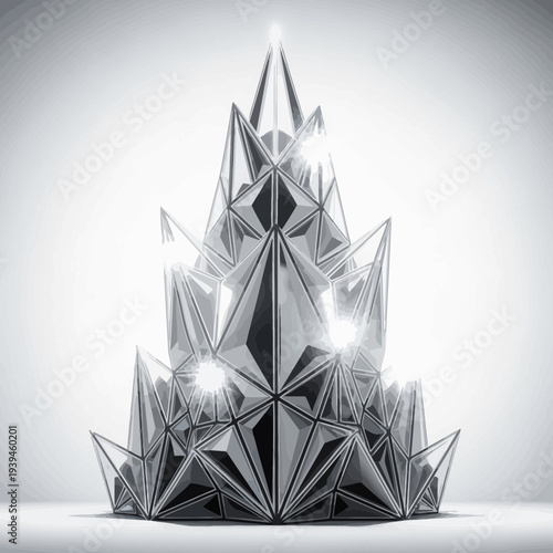 Abstract Crystal Sculpture Emitting Light in Modern Design