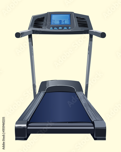 Modern Electric Treadmill Machine for Indoor Fitness Workout and Cardiovascular Health Exercise Routine Illustration