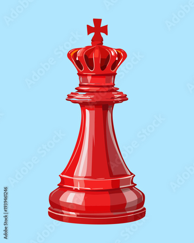 Red King Chess Piece Character for Dynamic Strategy and Competitive Success in Intellectual Board Games Illustration