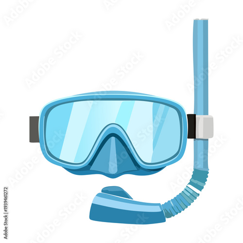 Blue Swimming Goggles with Snorkel Tube for Underwater Sports and Summer Aquatic Recreation Activities Illustration