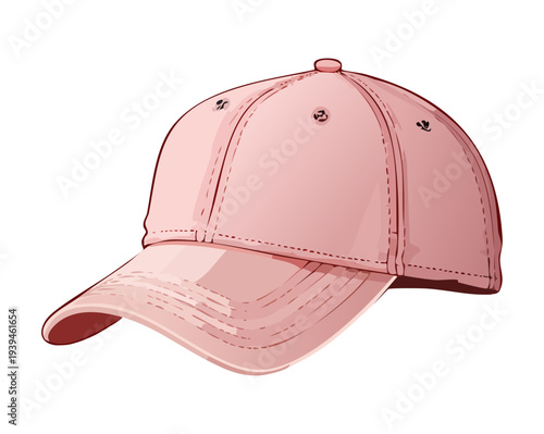 Light Pink Sports Cap For Casual Lifestyle Wear Outdoor Activities And Professional Women Athlete Apparel Accessories Graphic Vector Illustration