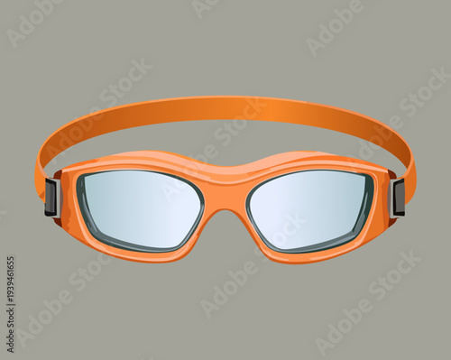 Orange Swimming Goggles For Aquatic Sports Training Pool Exercise And Professional Athlete Water Safety Equipment In Modern Design Illustration